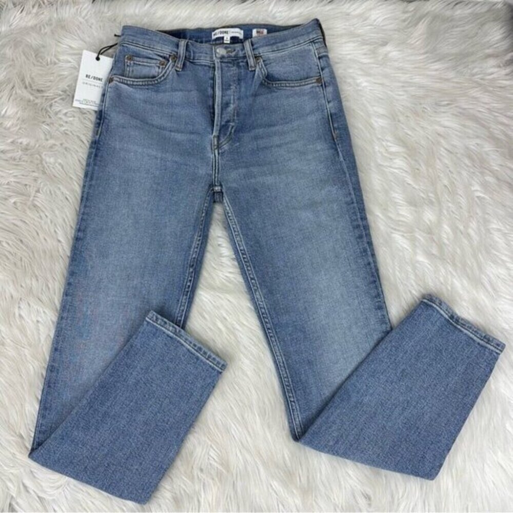 RE/DONE Originals Mid 90s High‎ Rise Ankle Crop Stretch Jeans Blue 26-28" NEW